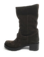 Scarpe donna Elite stivale biker fondo carrarmato pelle scamosciata testa di moro D21EL03