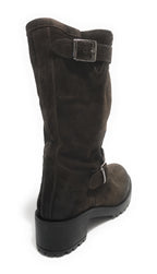 Scarpe donna Elite stivale biker fondo carrarmato pelle scamosciata testa di moro D21EL03
