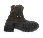 Scarpe donna Elite stivale biker fondo carrarmato pelle scamosciata testa di moro D21EL03