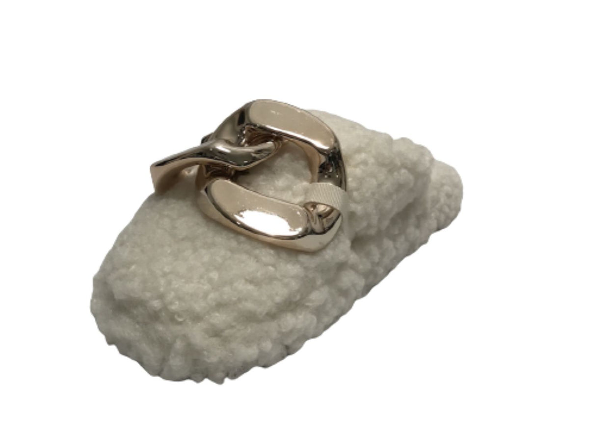 Scarpe donna Gold&gold pantofola in pelo sintetico sherpa bianco D22GG06