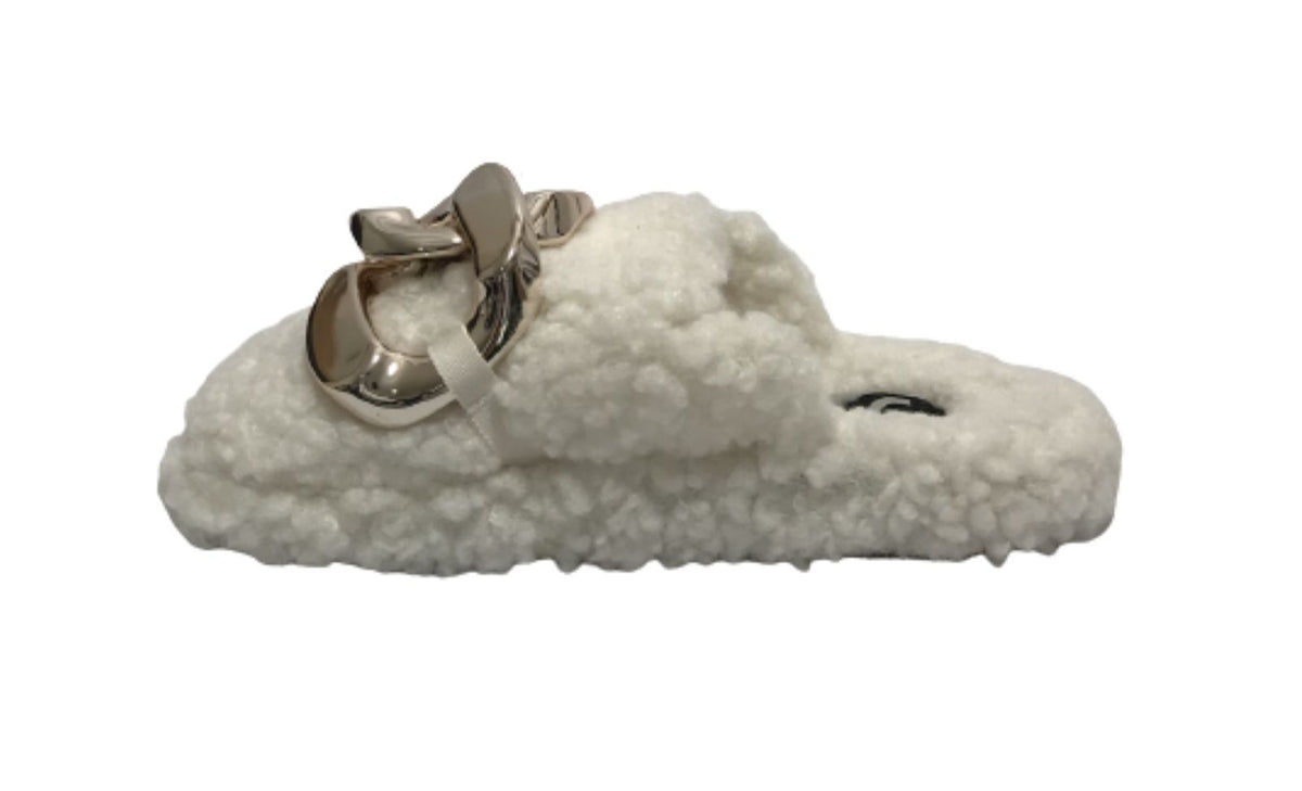 Scarpe donna Gold&gold pantofola in pelo sintetico sherpa bianco D22GG06