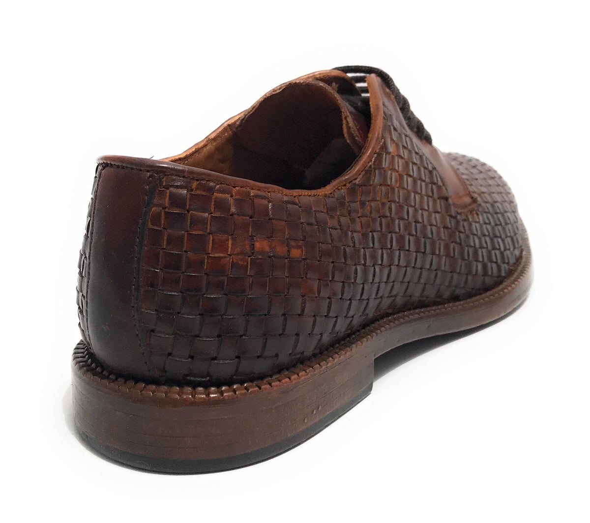 Scarpe uomo  francesina in pelle intrecciata castagno US23EL04 1324