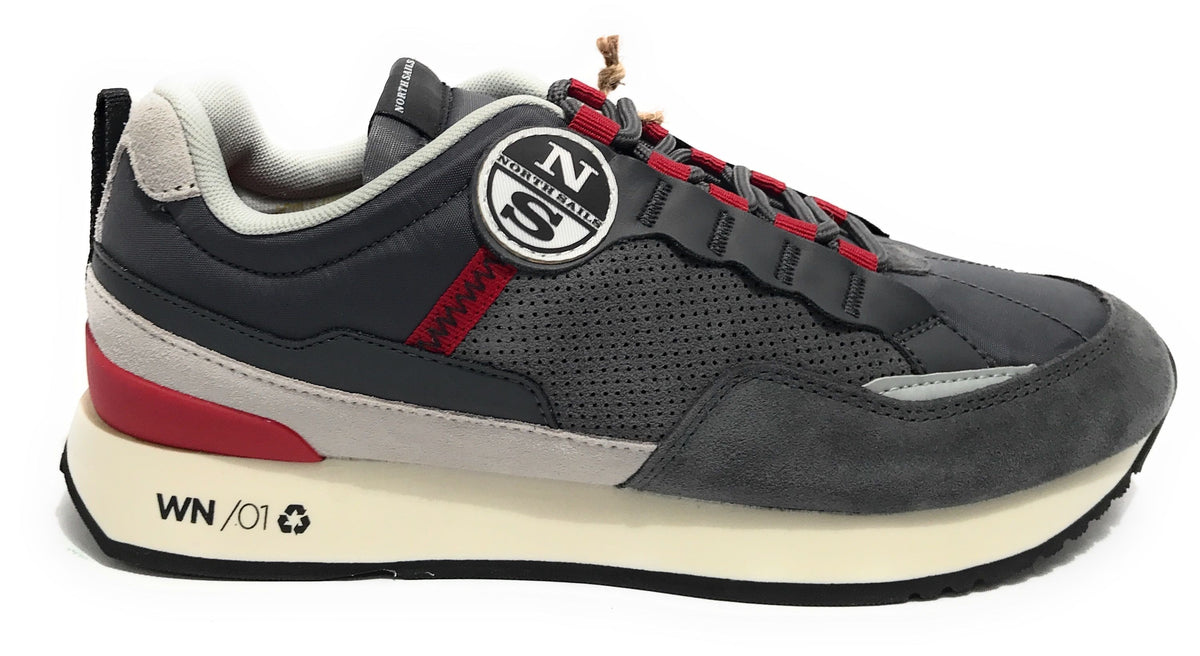 Scarpe  sneaker Winch Punch 021 suede/ nylon gray/ red U24NS04