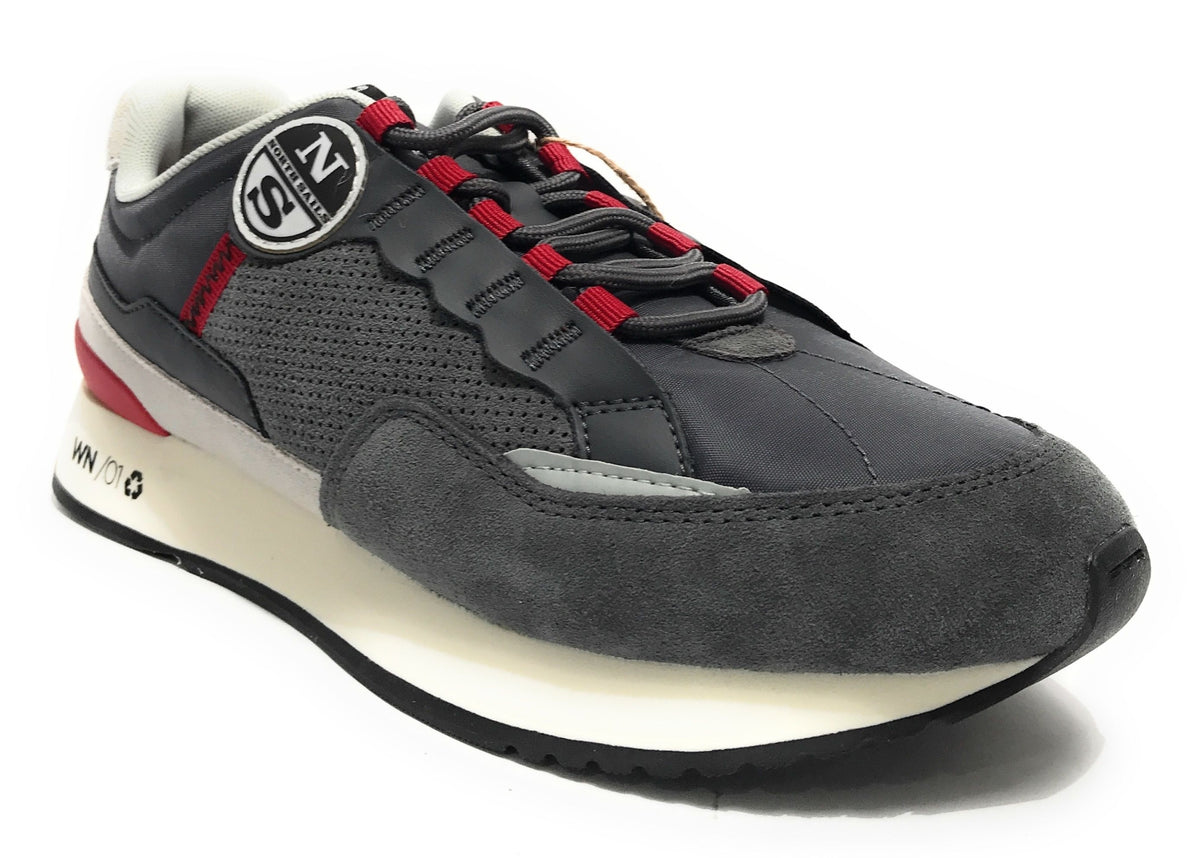 Scarpe  sneaker Winch Punch 021 suede/ nylon gray/ red U24NS04