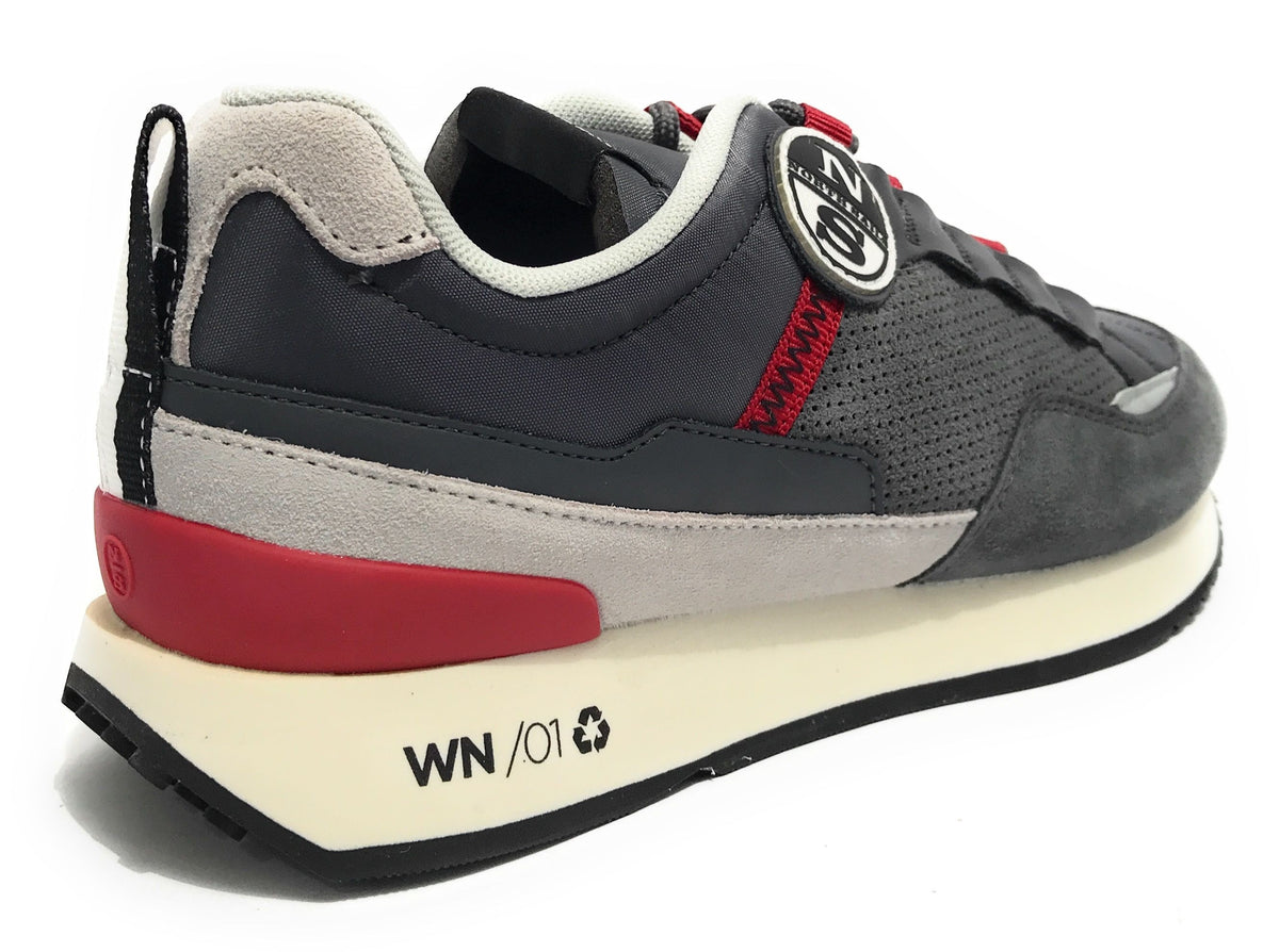 Scarpe  sneaker Winch Punch 021 suede/ nylon gray/ red U24NS04