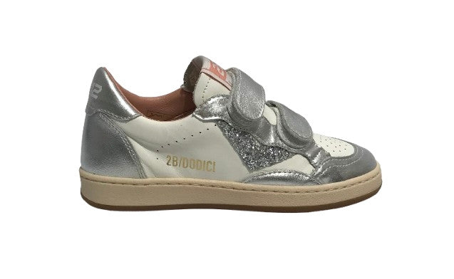 Scarpe 2B12 sneaker MiniPlay-117 pelle bianco/argento ZS25QB01