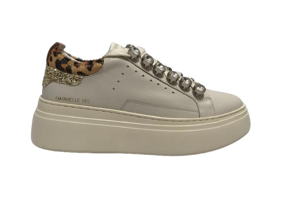 Sneaker donna Emanuélle Vee white/animalier D26EV03 452P-503-17
