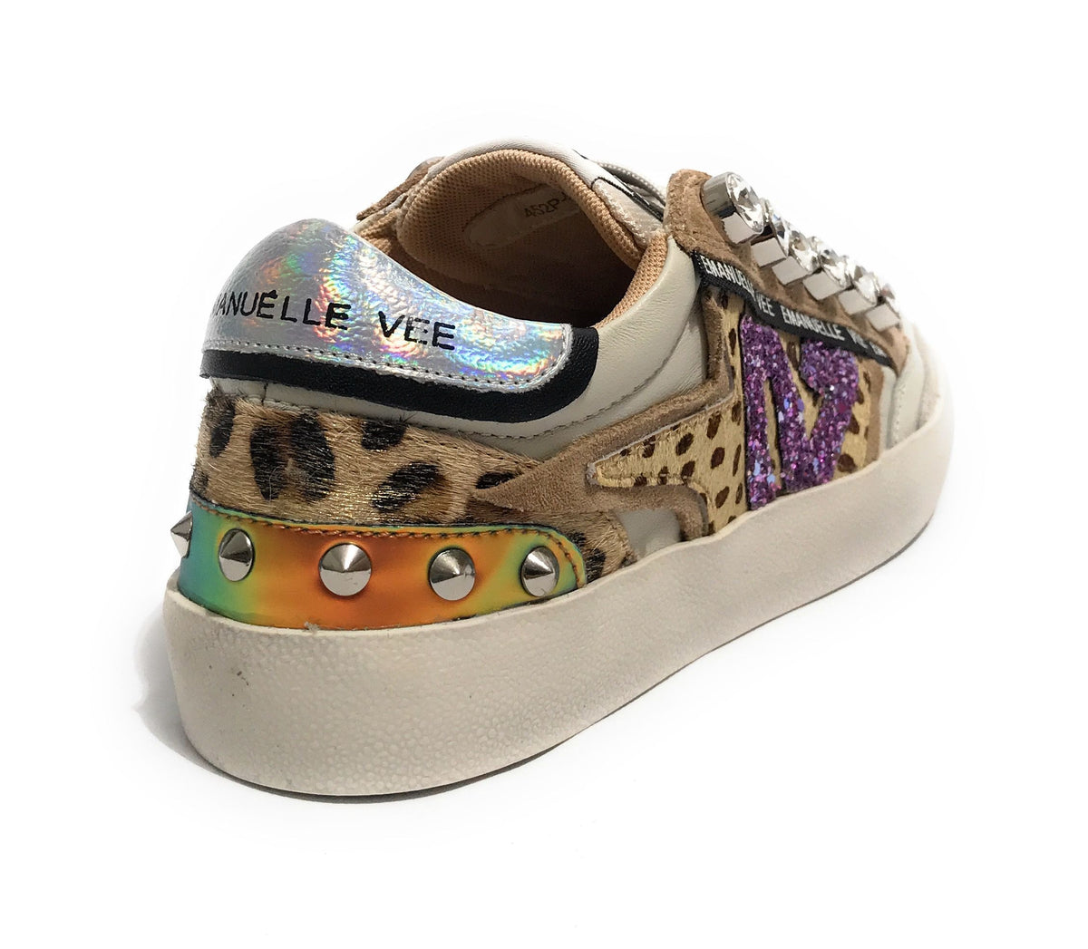 Scarpe donna sneaker Emanuélle Vee Olivia strass P003 combi multi animalier D26EV18 452P-500-14-P003CB\MUA