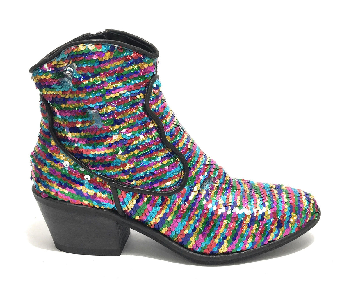 SCARPE DONNA GIO+ STIVALETTO TEXANO IN PELLE CON PAILLETTES MULTICOLOR DS19GI03
