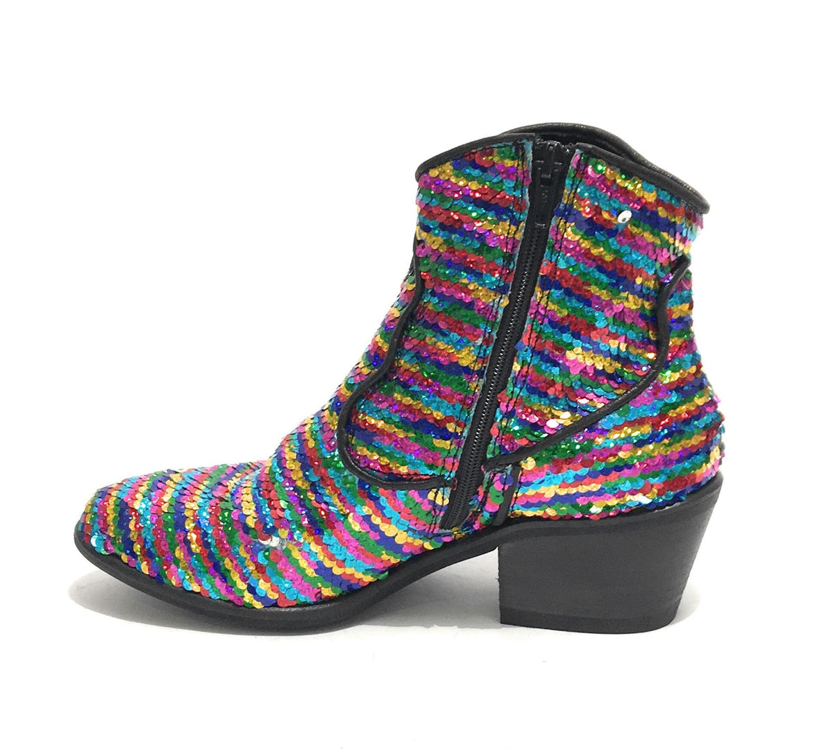 SCARPE DONNA GIO+ STIVALETTO TEXANO IN PELLE CON PAILLETTES MULTICOLOR DS19GI03