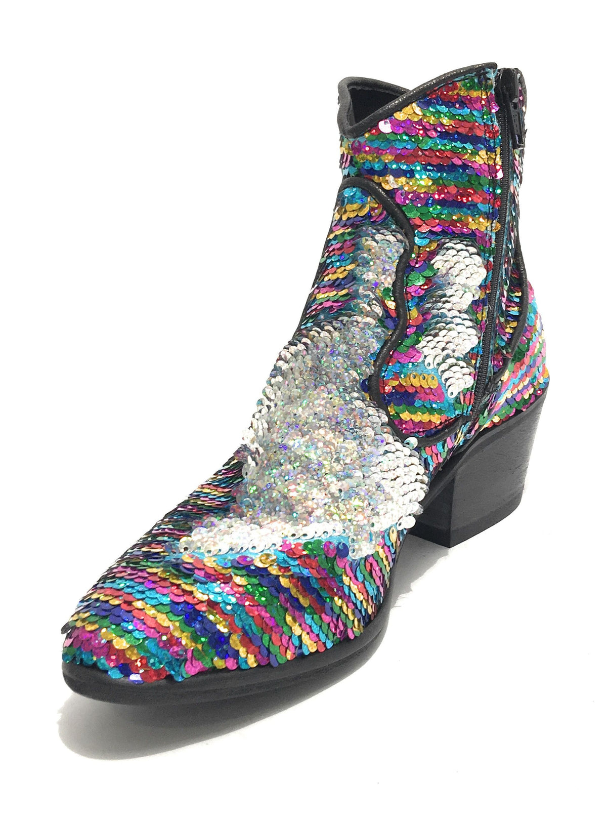 SCARPE DONNA GIO+ STIVALETTO TEXANO IN PELLE CON PAILLETTES MULTICOLOR DS19GI03