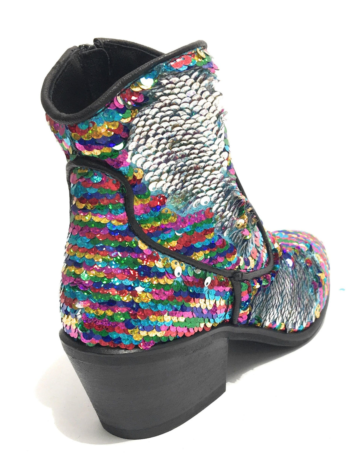 SCARPE DONNA GIO+ STIVALETTO TEXANO IN PELLE CON PAILLETTES MULTICOLOR DS19GI03