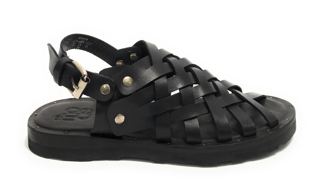 Scarpe uomo Elite sandalo in pelle intrecciato colore nero US22EL06 2079