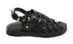 Scarpe uomo Elite sandalo in pelle intrecciato colore nero US22EL06 2079