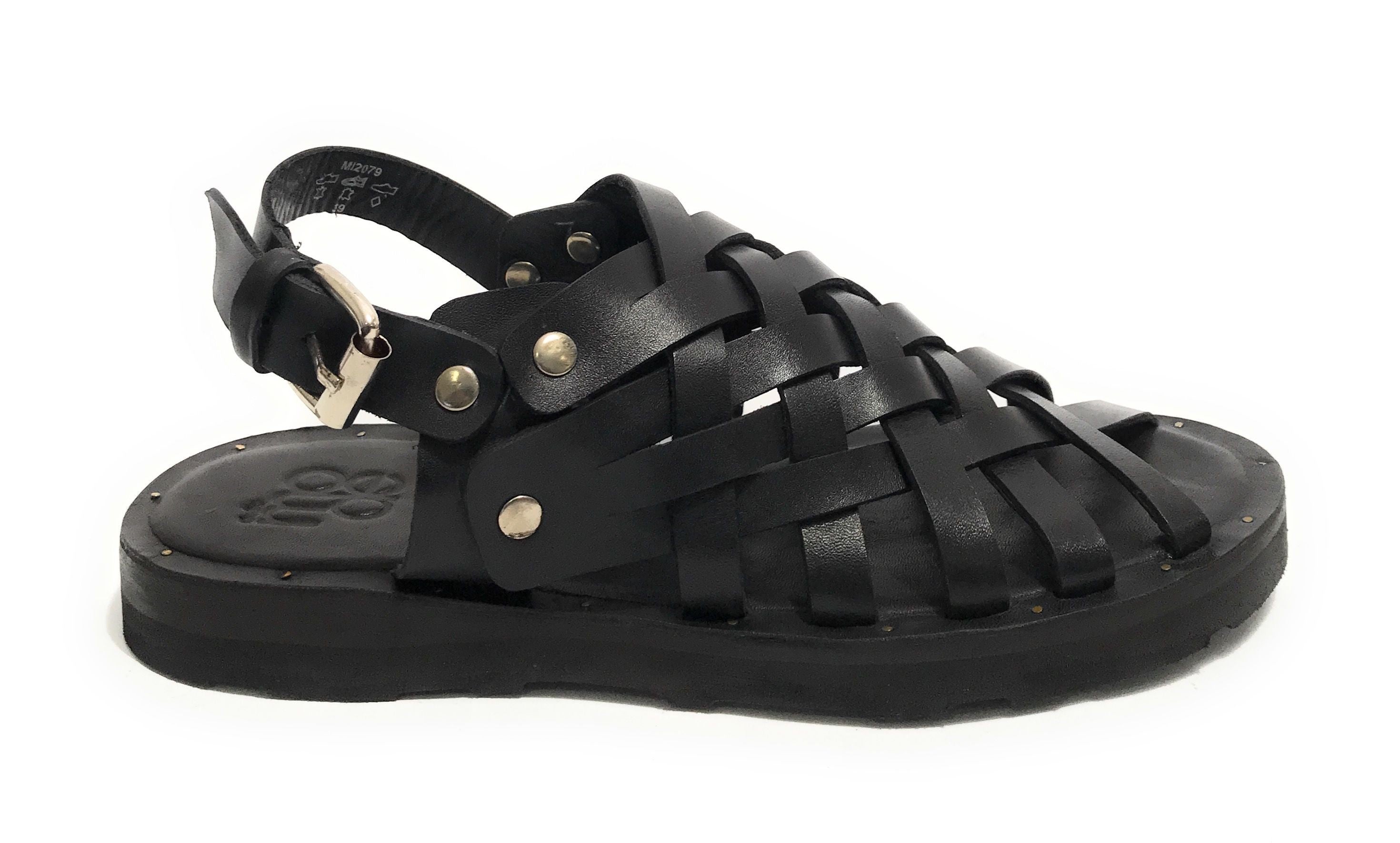 Scarpe uomo Elite sandalo in pelle intrecciato colore nero US22EL06 2079