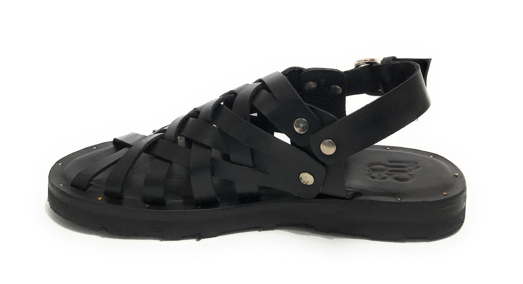 Scarpe uomo Elite sandalo in pelle intrecciato colore nero US22EL06 2079