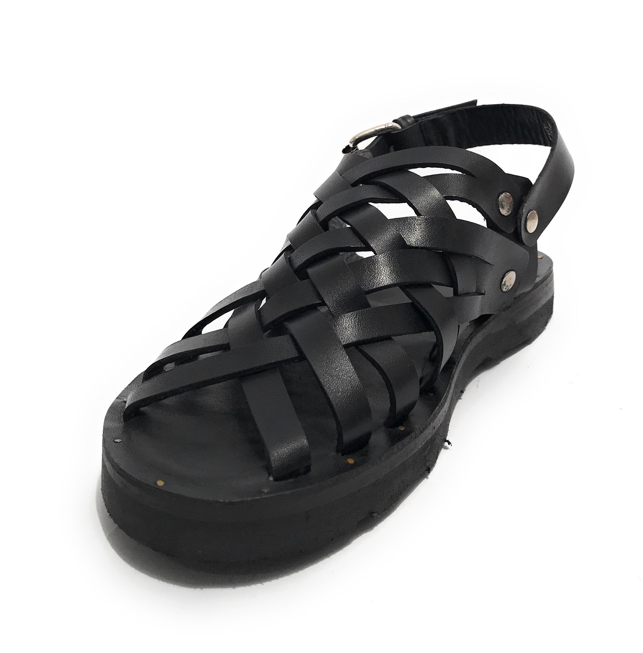 Scarpe uomo Elite sandalo in pelle intrecciato colore nero US22EL06 2079
