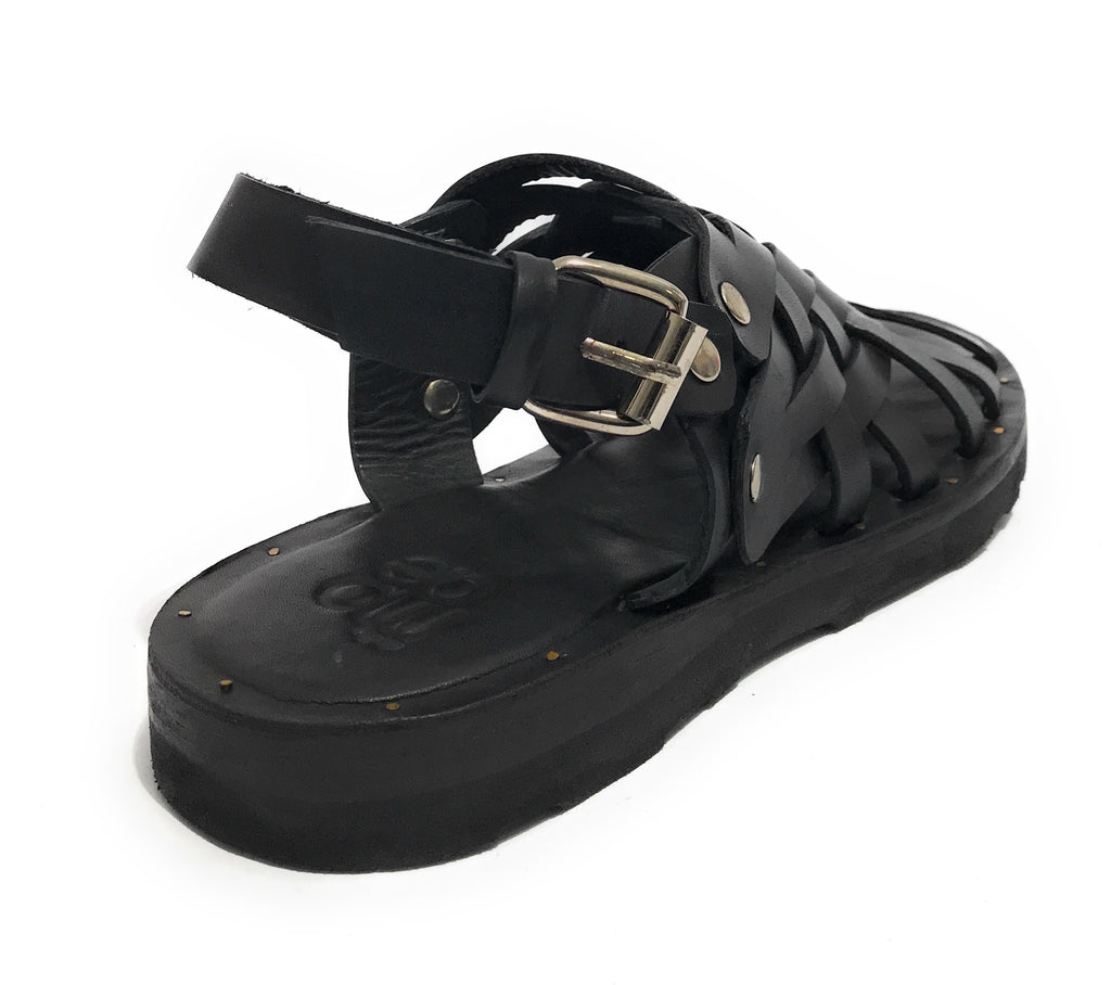 Scarpe uomo Elite sandalo in pelle intrecciato colore nero US22EL06 2079