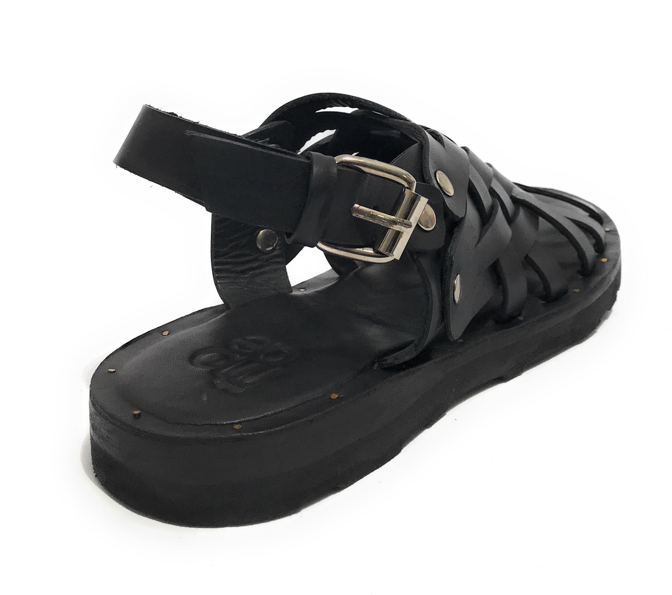 Scarpe uomo Elite sandalo in pelle intrecciato colore nero US22EL06 2079