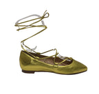 Scarpe donna Elite ballerina a punta con laccio alla caviglia in pelle colore gold DS22EL02 S11034