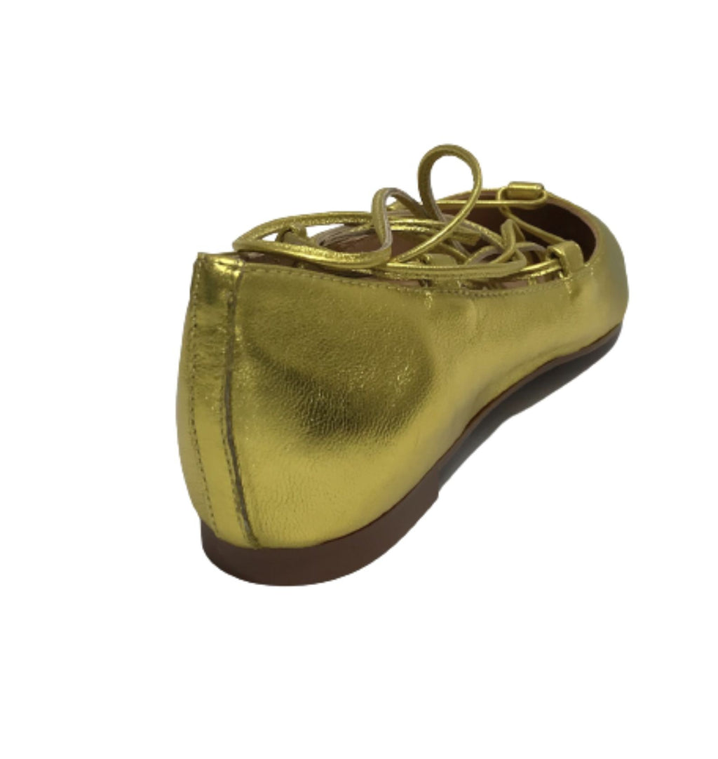 Scarpe donna Elite ballerina a punta con laccio alla caviglia in pelle colore gold DS22EL02 S11034