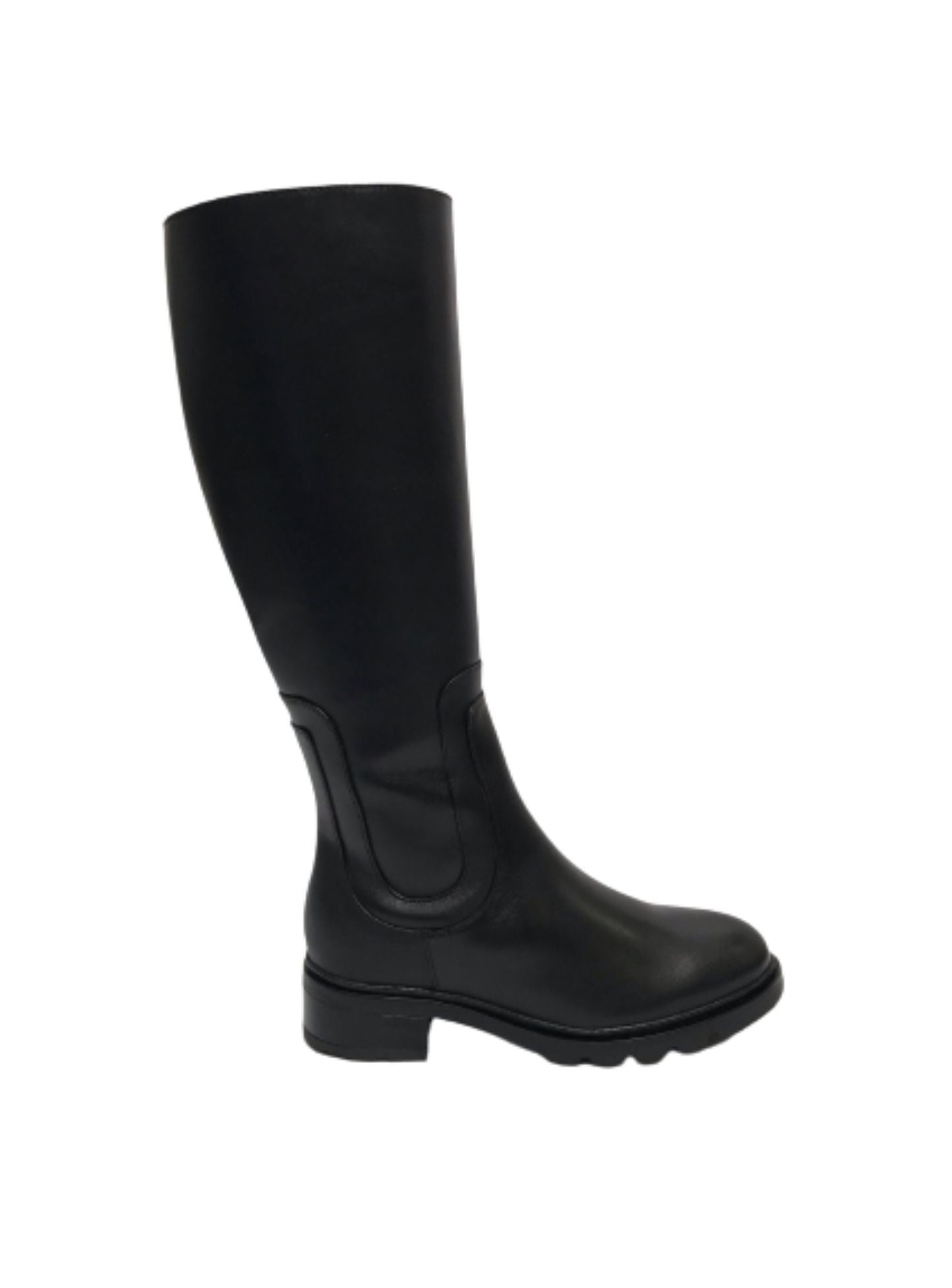Scarpe donna Elite stivale con gambale alto fondo classico in pelle nero D23EL07 453