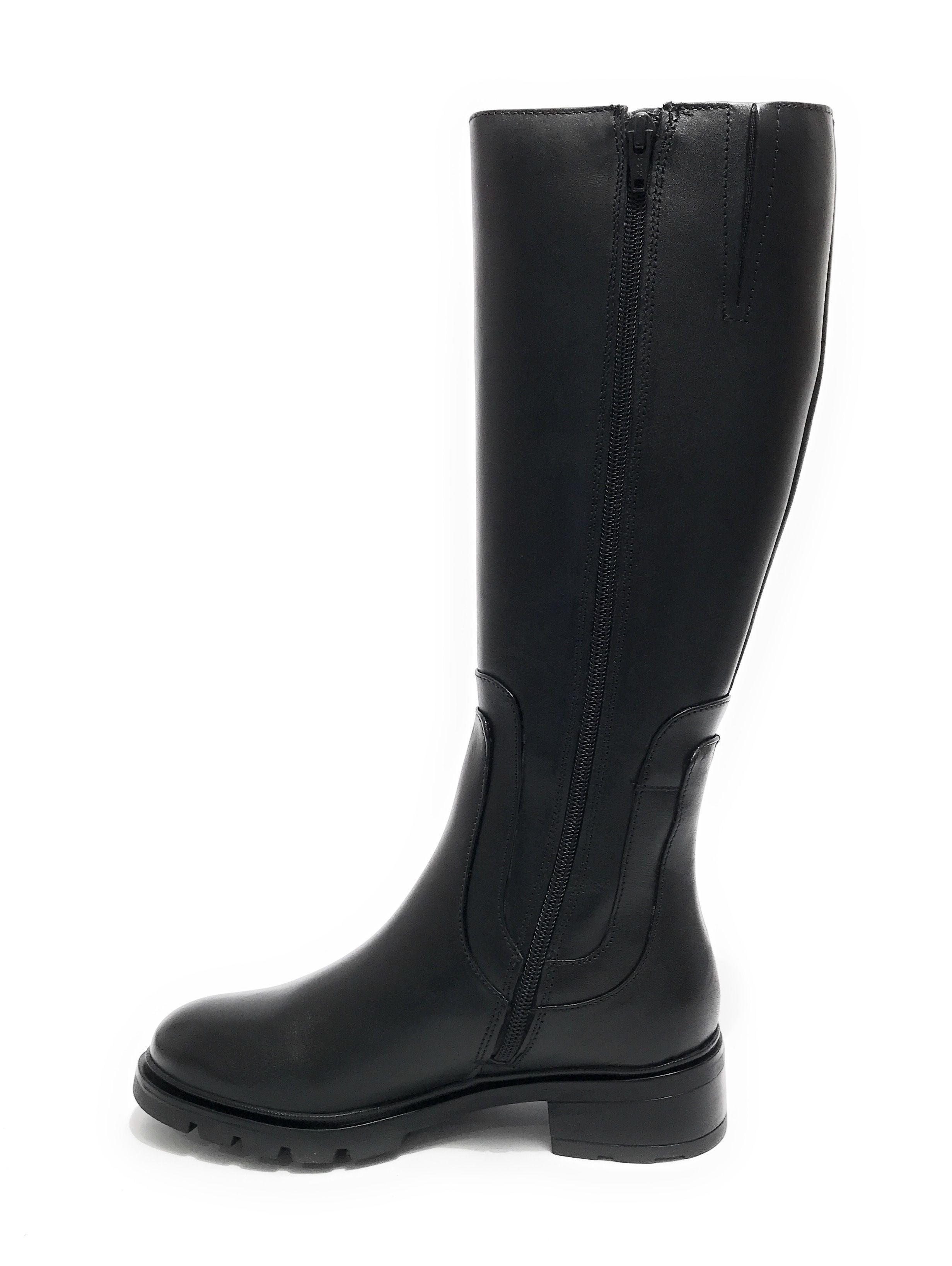 Scarpe donna Elite stivale con gambale alto fondo classico in pelle nero D23EL07 453