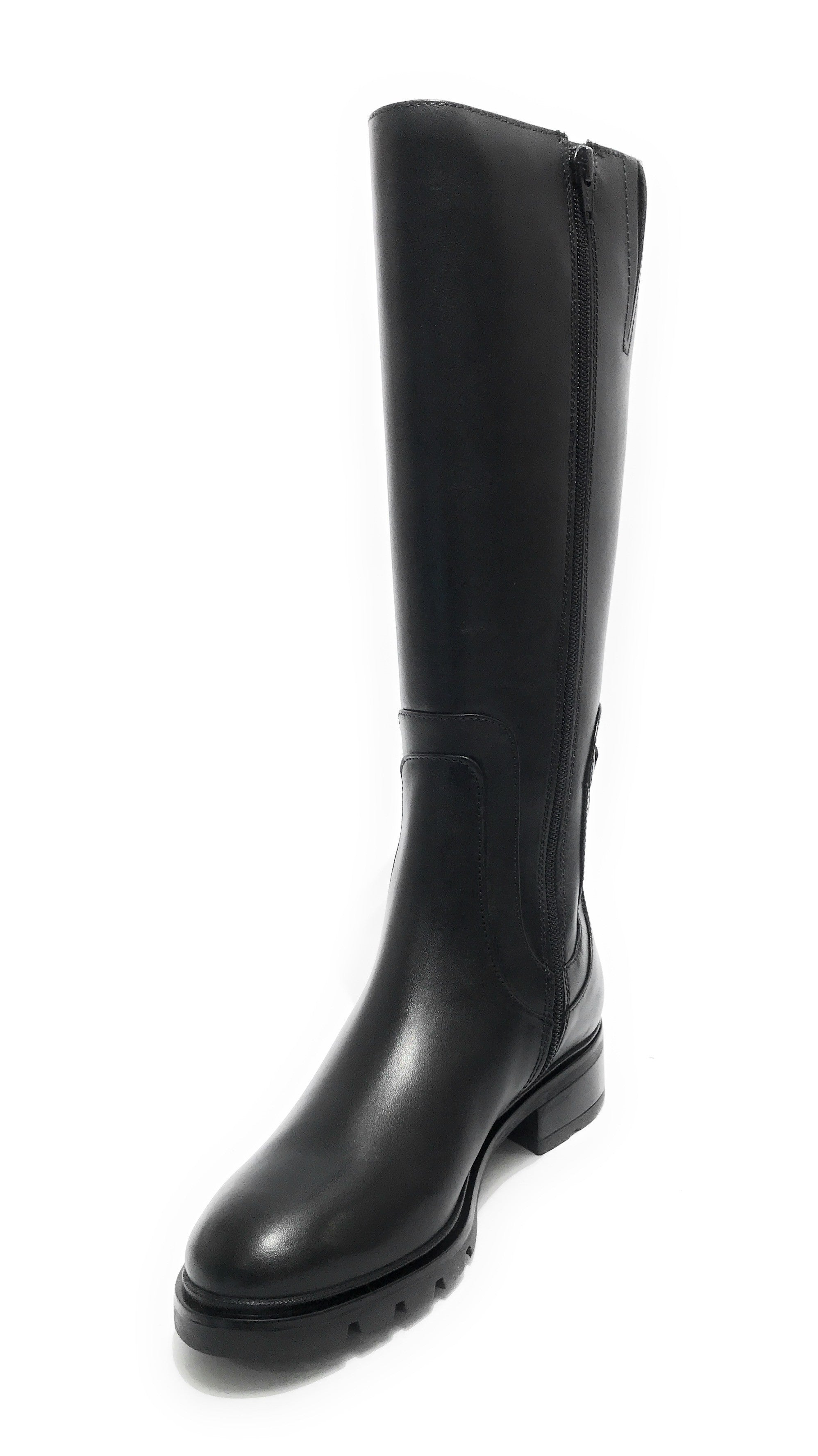 Scarpe donna Elite stivale con gambale alto fondo classico in pelle nero D23EL07 453