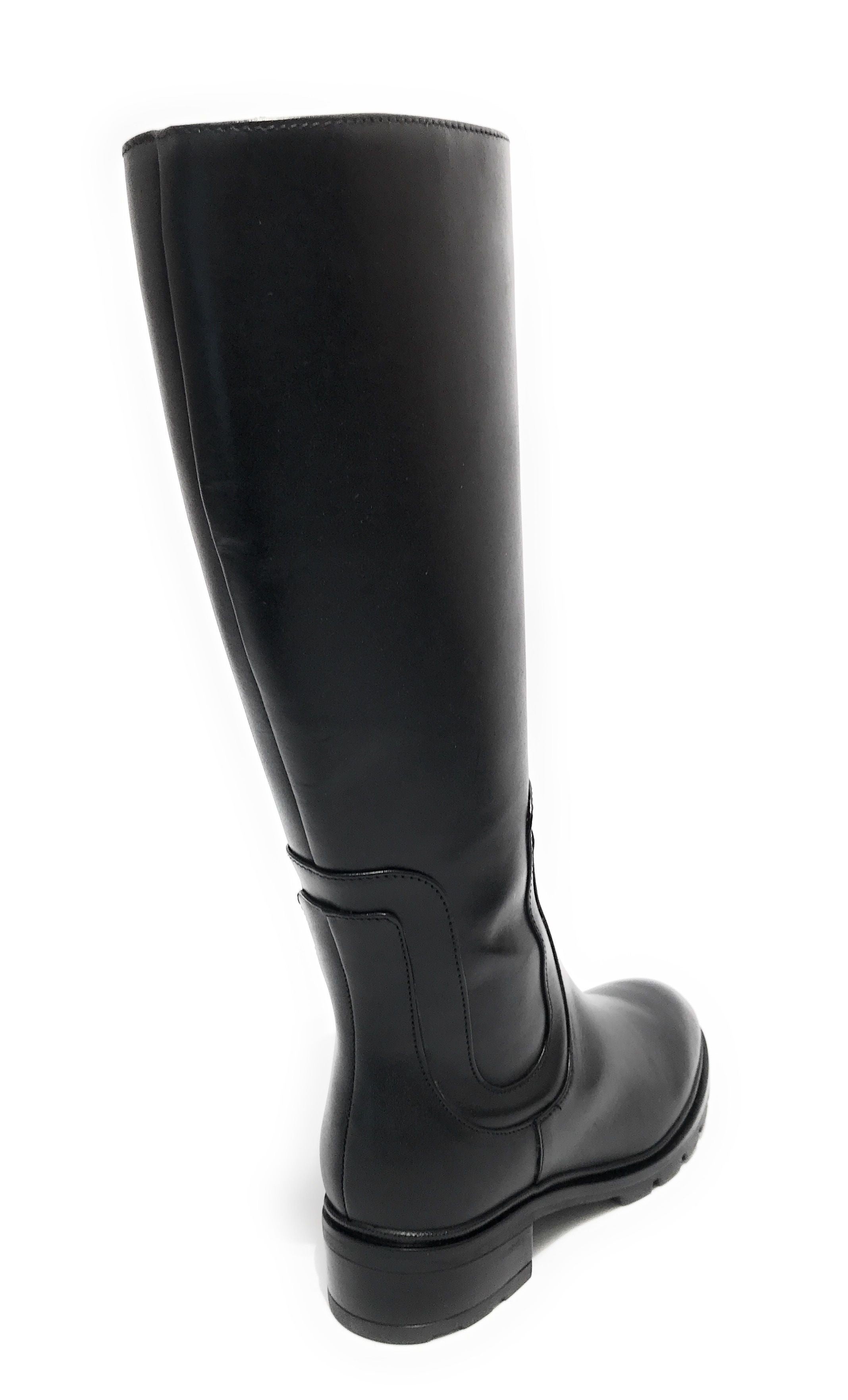 Scarpe donna Elite stivale con gambale alto fondo classico in pelle nero D23EL07 453