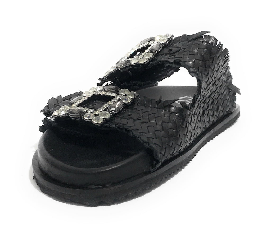 Scarpe donna sandalo/ ciabatta in pelle colore black DS24EL02 271