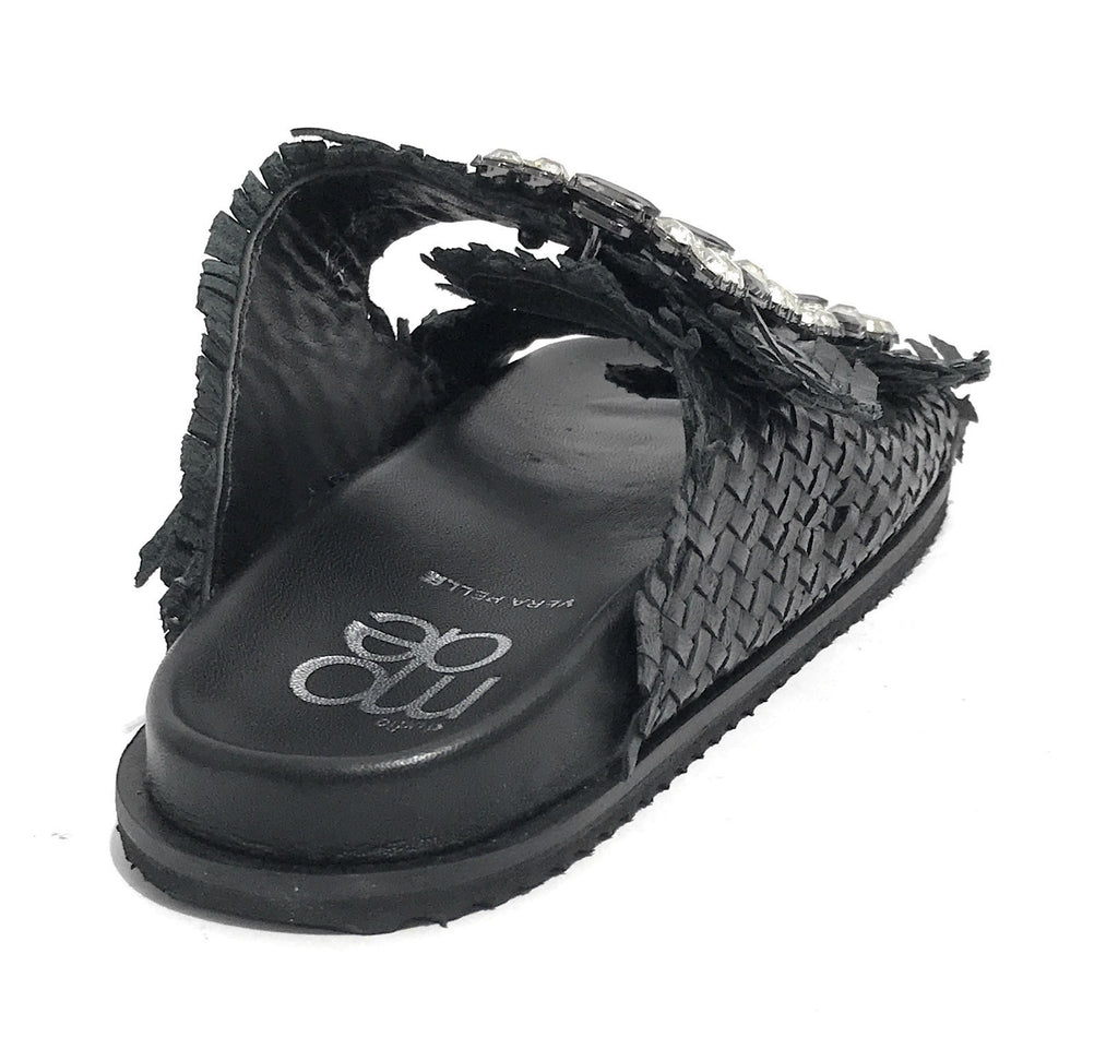 Scarpe donna sandalo/ ciabatta in pelle colore black DS24EL02 271