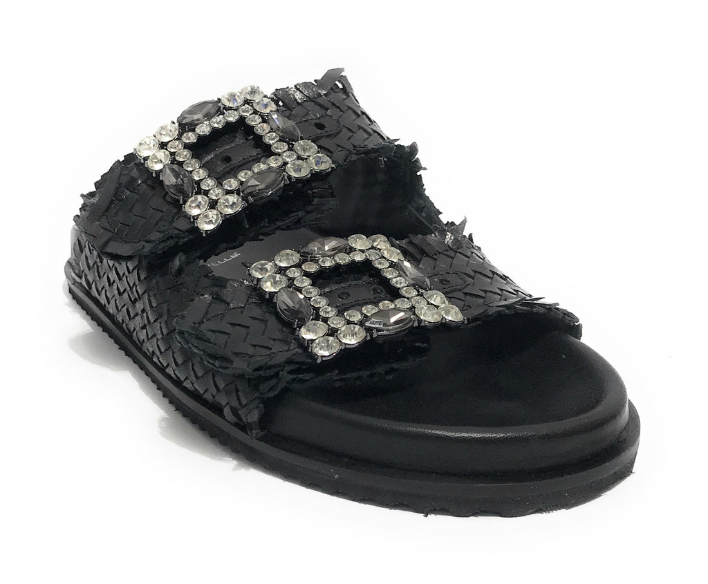 Scarpe donna sandalo/ ciabatta in pelle colore black DS24EL02 271