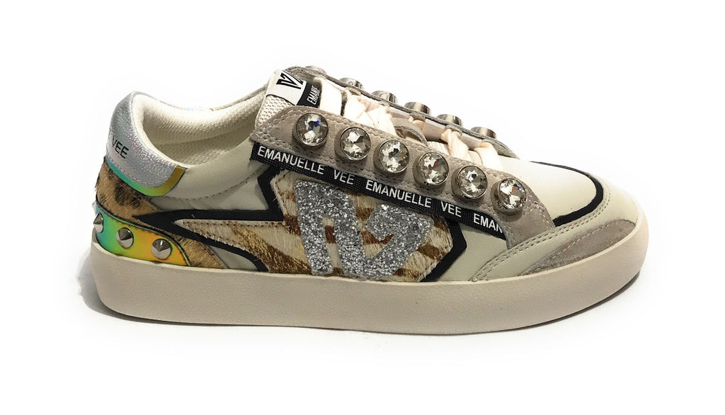 Scarpe donna sneaker Emanuélle Vee Olivia strass P003 combi multi tiger D26EV19 452P-500-14-P003CB\MUTG