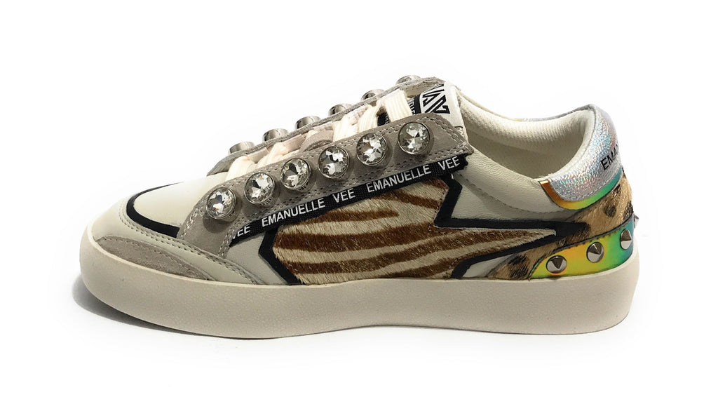 Scarpe donna sneaker Emanuélle Vee Olivia strass P003 combi multi tiger D26EV19 452P-500-14-P003CB\MUTG