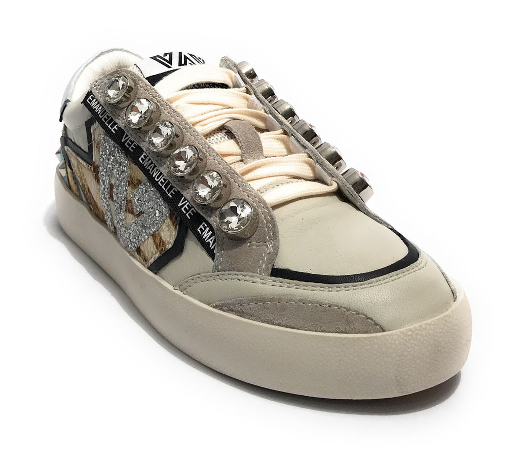 Scarpe donna sneaker Emanuélle Vee Olivia strass P003 combi multi tiger D26EV19 452P-500-14-P003CB\MUTG
