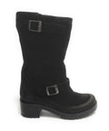 Scarpe donna Elite stivale biker fondo carrarmato pelle scamosciata nero D21EL02