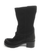 Scarpe donna Elite stivale biker fondo carrarmato pelle scamosciata nero D21EL02