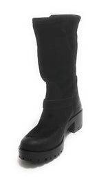 Scarpe donna Elite stivale biker fondo carrarmato pelle scamosciata nero D21EL02