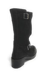 Scarpe donna Elite stivale biker fondo carrarmato pelle scamosciata nero D21EL02
