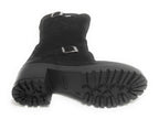 Scarpe donna Elite stivale biker fondo carrarmato pelle scamosciata nero D21EL02