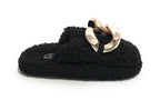 Scarpe donna Gold&gold pantofola in pelo sintetico sherpa nero D22GG04