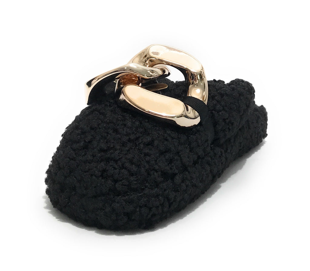 Scarpe donna Gold&gold pantofola in pelo sintetico sherpa nero D22GG04