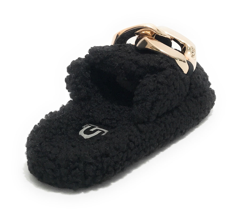 Scarpe donna Gold&gold pantofola in pelo sintetico sherpa nero D22GG04