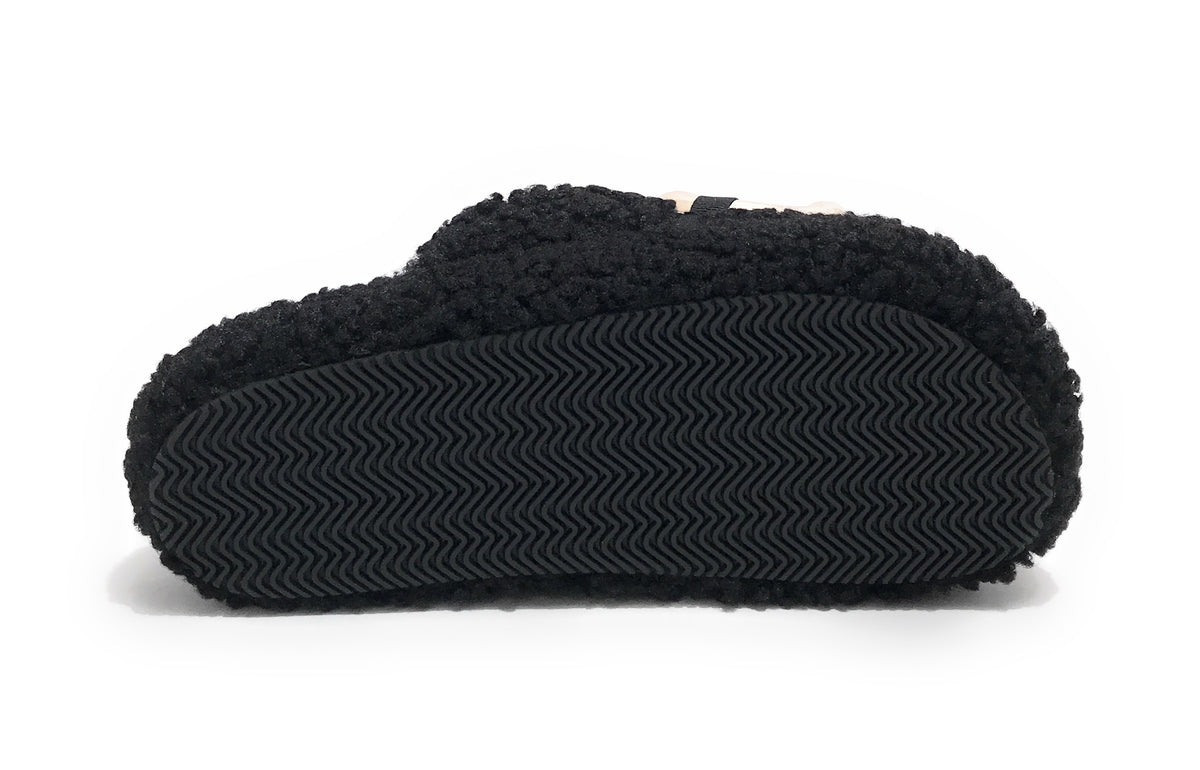 Scarpe donna Gold&gold pantofola in pelo sintetico sherpa nero D22GG04