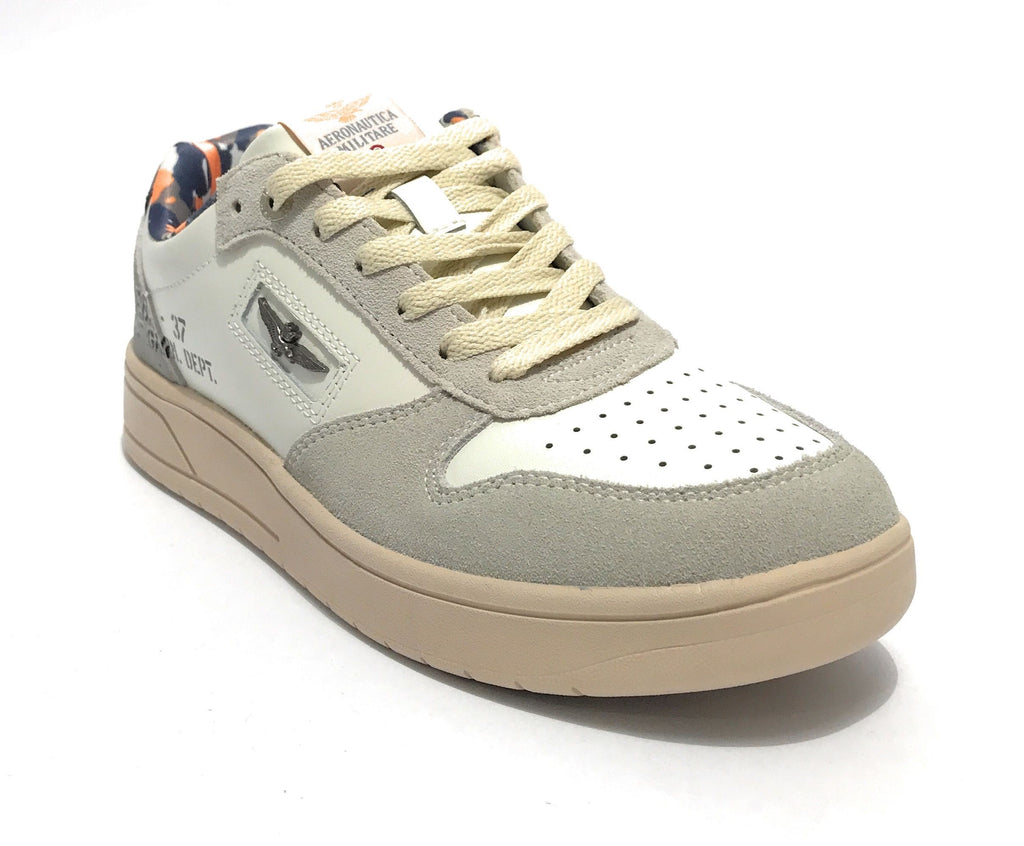 Sneaker Aeronautica Militare running in pelle bianco/ grigio US23AR06 231SC235PL178