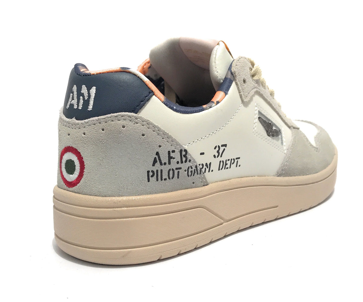Sneaker Aeronautica Militare running in pelle bianco/ grigio US23AR06 231SC235PL178