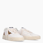 Scarpe donna 4B12 sneaker in pelle bianco/ gold / leo DS25QB10 HYPER-D834