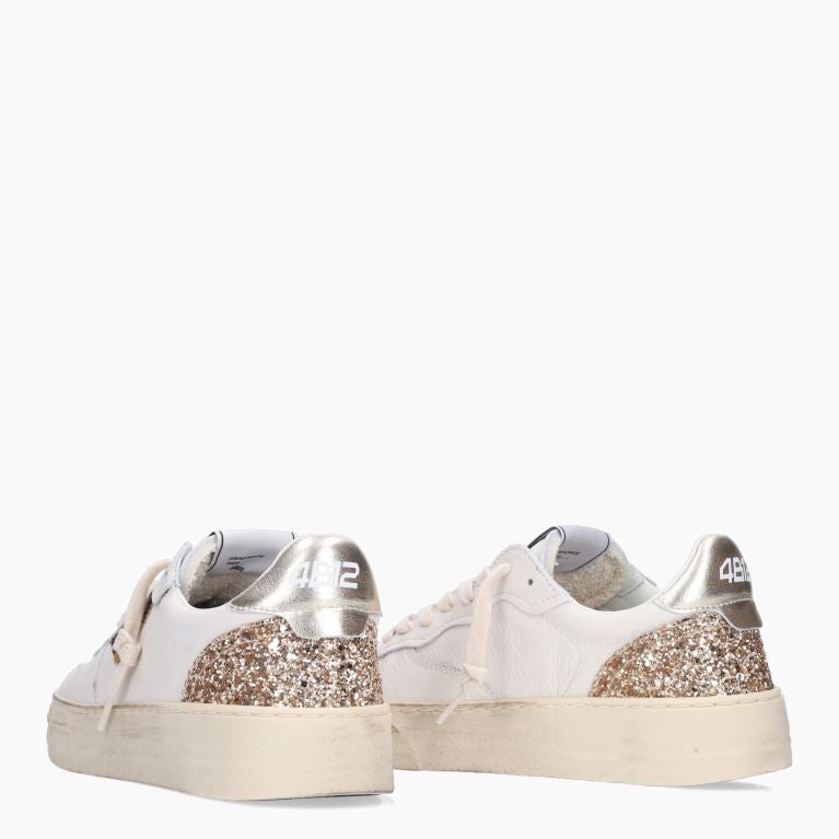 Scarpe donna 4B12 sneaker in pelle bianco/ gold / leo DS25QB10 HYPER-D834