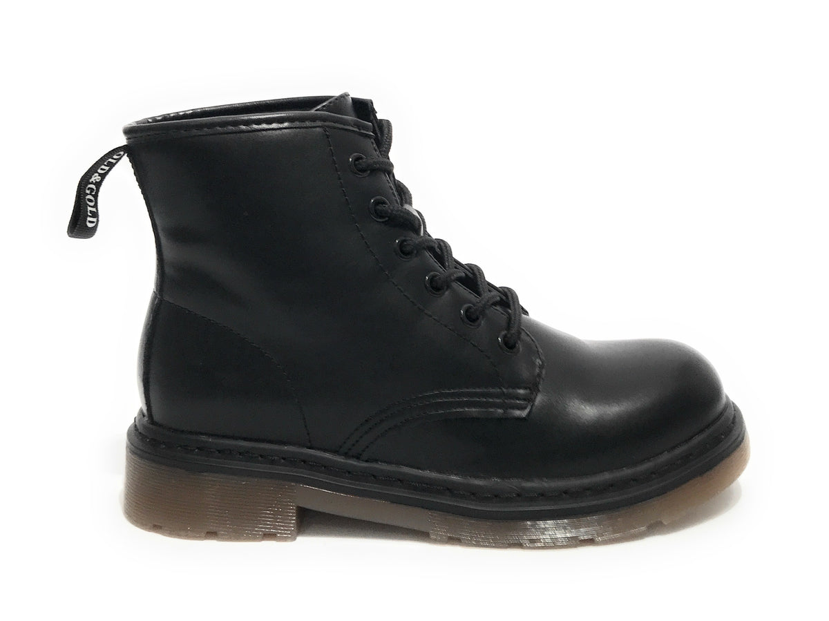 Scarpe donna Gold&gold anfibio in ecopelle nero con fondo carrarmato D22GG09 GS200
