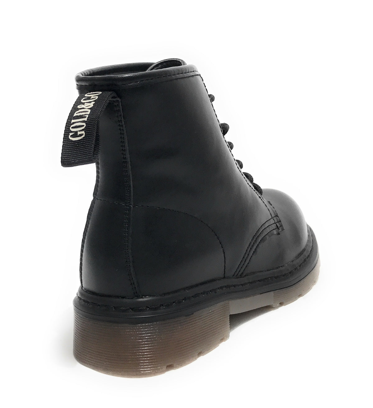 Scarpe donna Gold&gold anfibio in ecopelle nero con fondo carrarmato D22GG09 GS200
